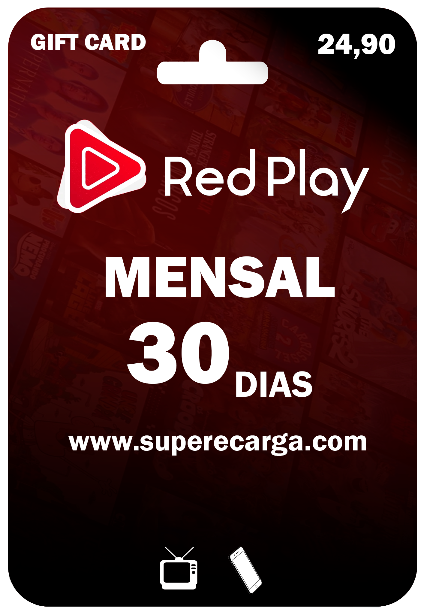 Clique para ampliar o Gift Card Gift Card do Plano Mensal RedPlay - Assinatura de 30 dias