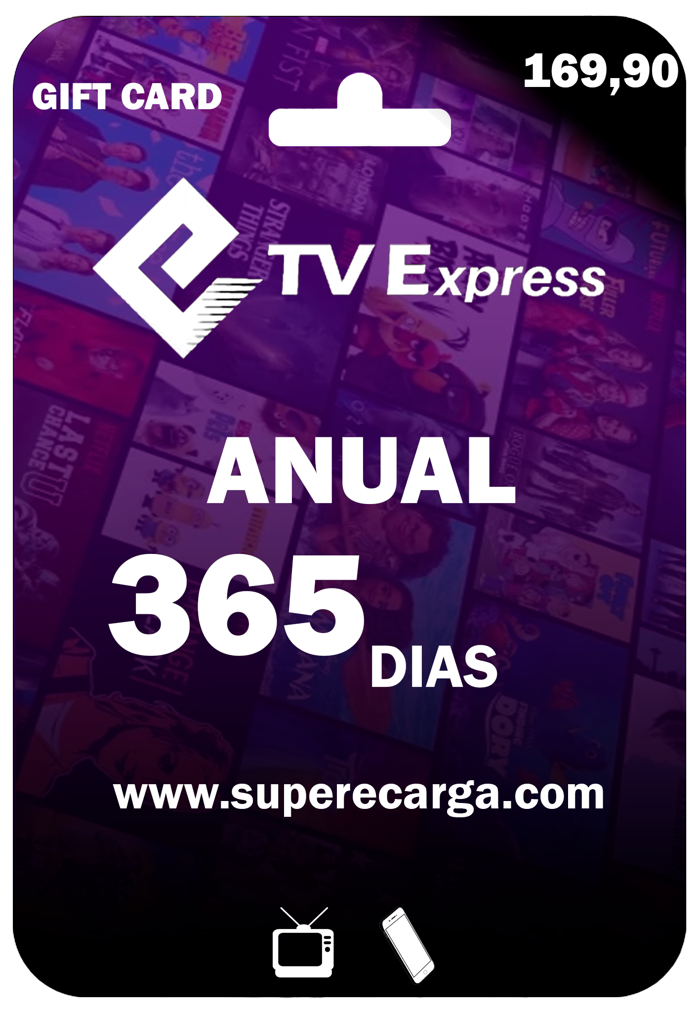 Clique para ampliar o Gift Card Gift Card do Plano Anual TVExpress - Assinatura de 365 dias